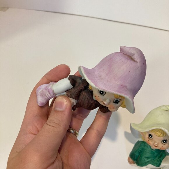 Homco Vintage Pixie Elves Elf Set of 2 Fairy Girls Figurine Taiwan Garden - Picture 5 of 14